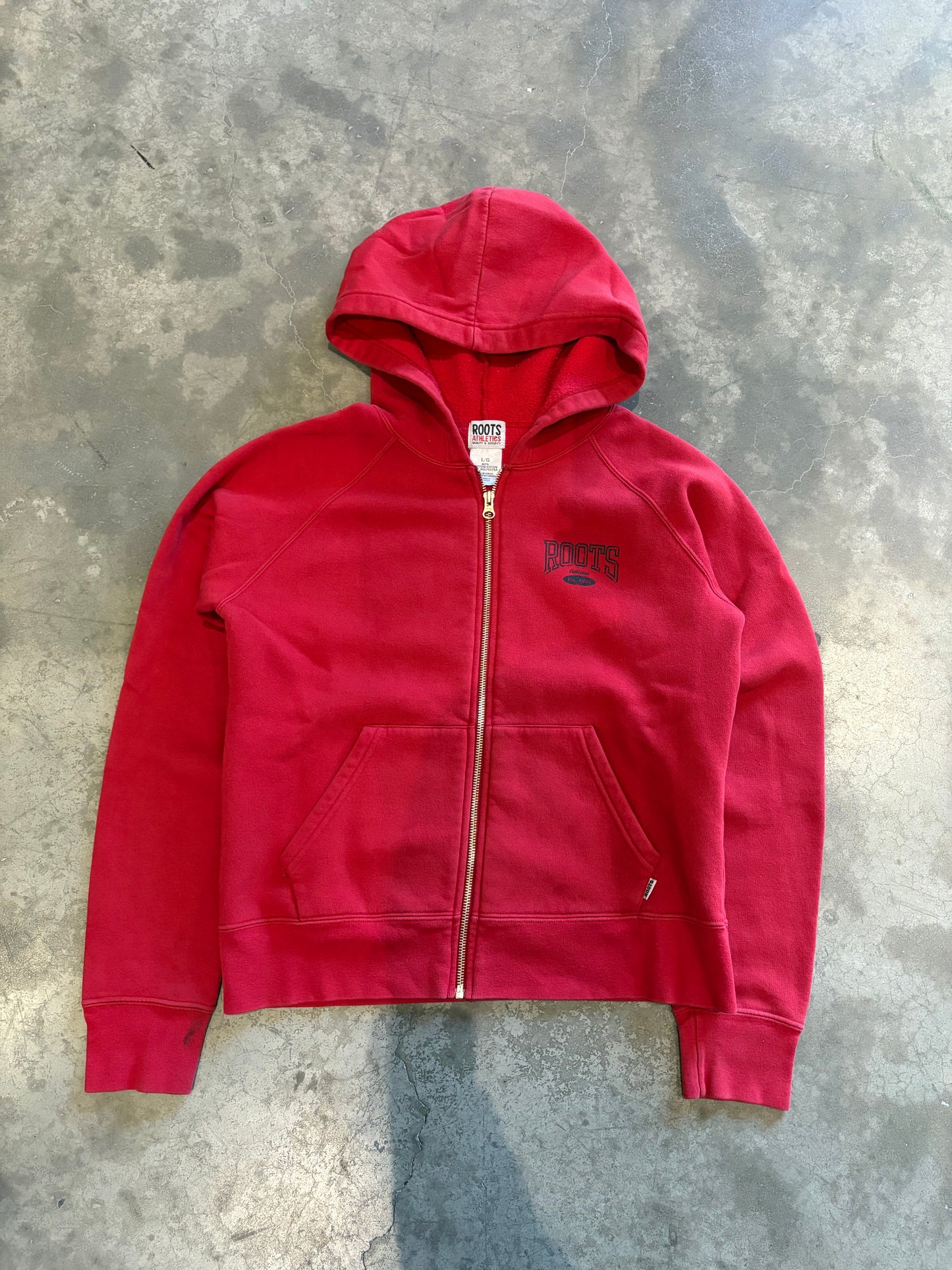 (L) Roots Red Zip Up Hoodie